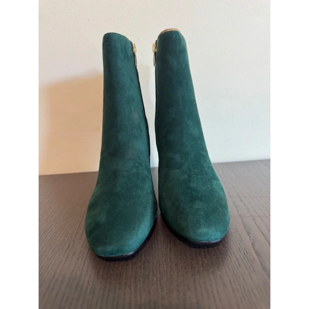 Nine West Nance9x9 Ankle Boots Women 6.5 M Dark Green Suede Stiletto Heel